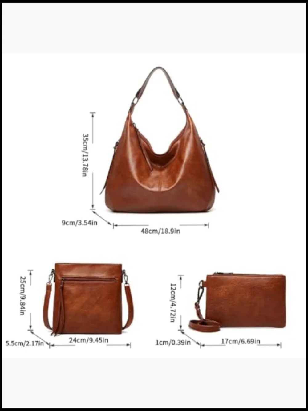 PU Leather Large Work Tote Bag with Matching Crossbody and Wallet Set Oversize